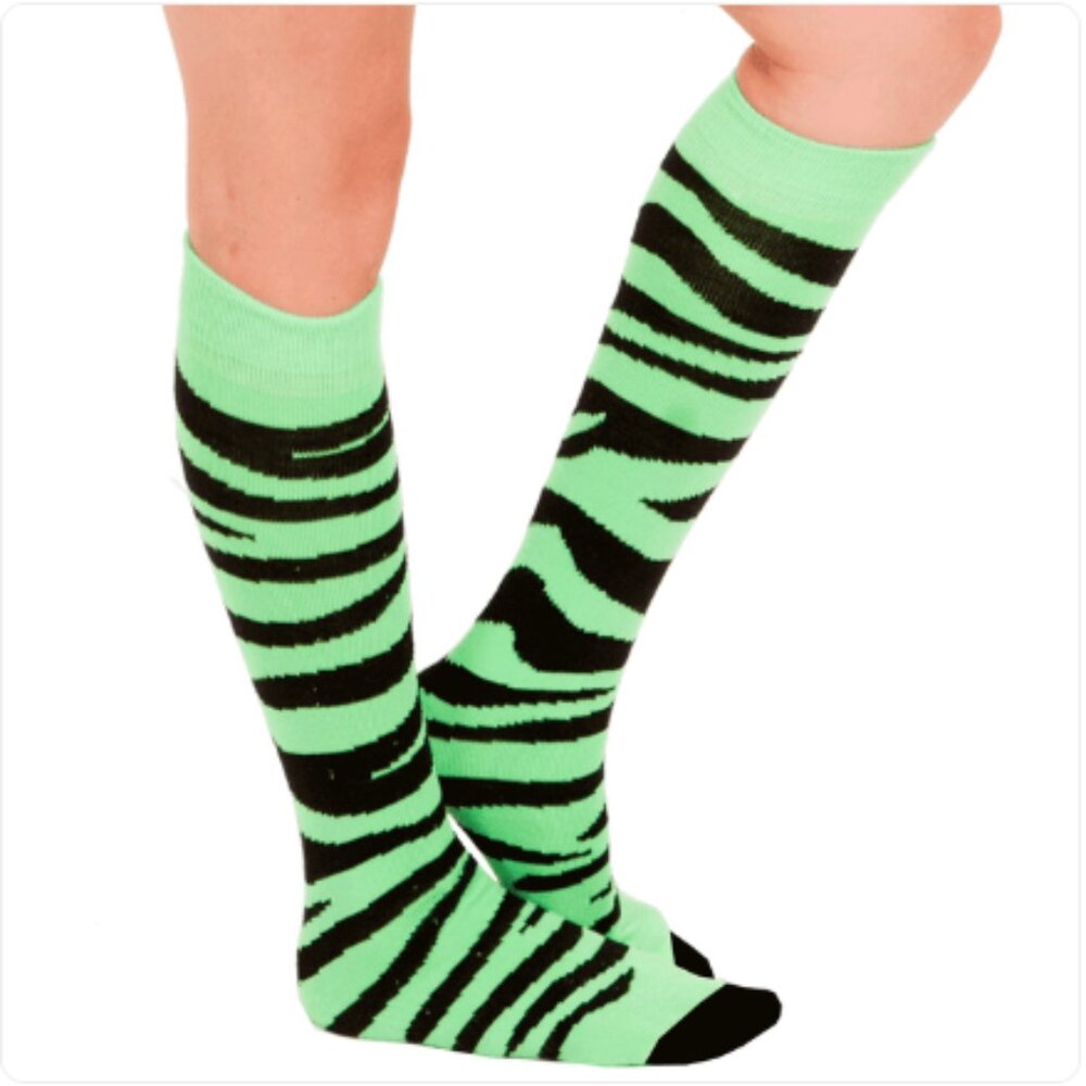 chrissy's socks / Green Zebra Print knee-highs Socks - Women's 7-11 - NEW